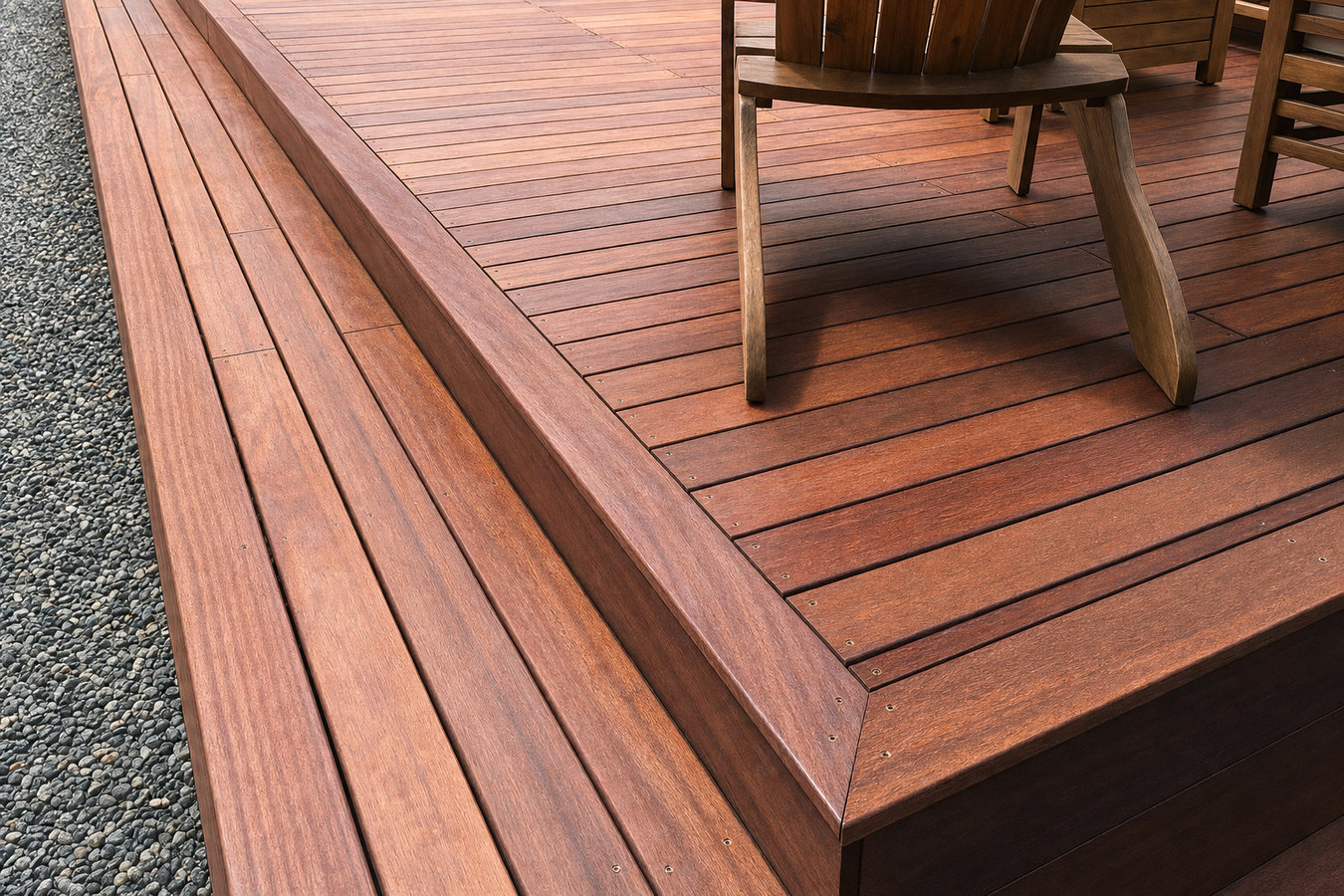 Cedar wood deck construction